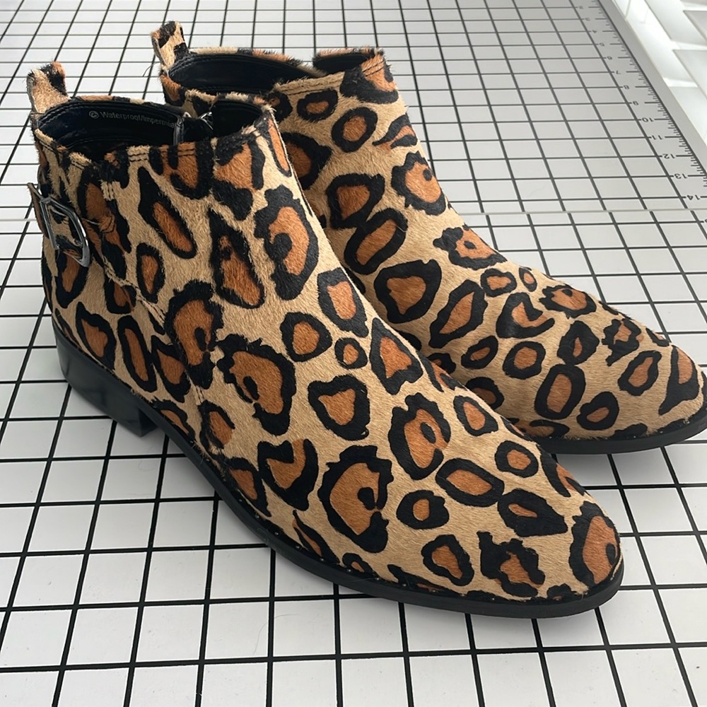 Blonde Waterproof Leopard Print Ankle Boots
